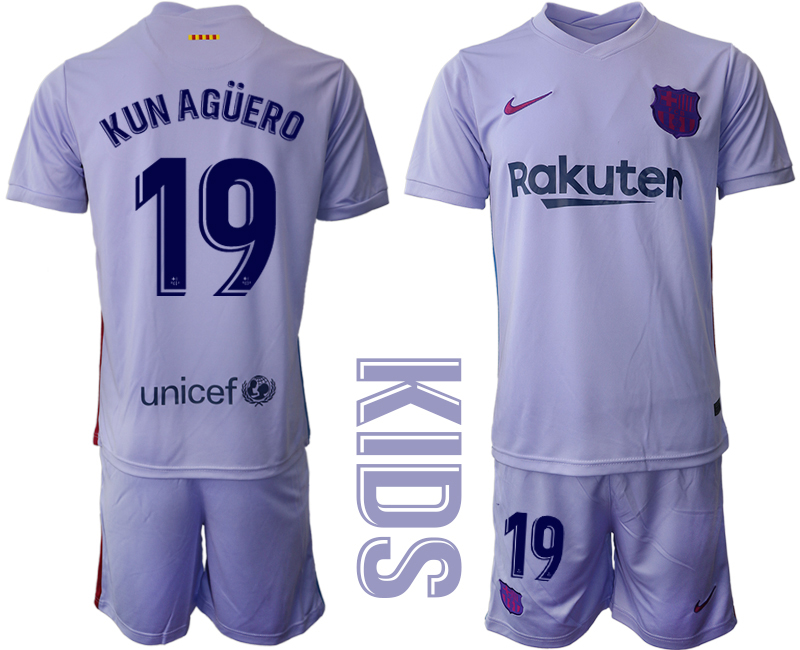 Youth 2021-2022 Club Barcelona away purple #19 Soccer Jersey